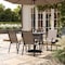 Flash Furniture Brazos 5 Piece Patio Set w/Tempered Glass Patio Table w/4 Chairs w/Brown Material Seats and Backs FV-120B-303CB-GG - alternate 2